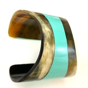 Bracelet Cuff Bone Teal Decoration